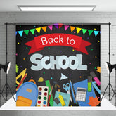Aperturee - Blackboard Colorful Flag Back To School Backdrop